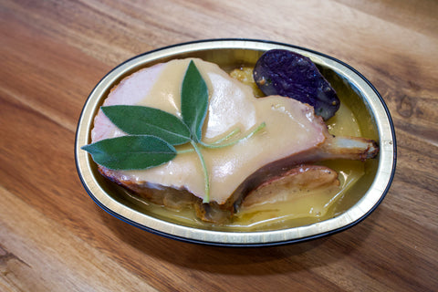 Porcini Rubbed Pork Chop with Apple Brandy Sauce