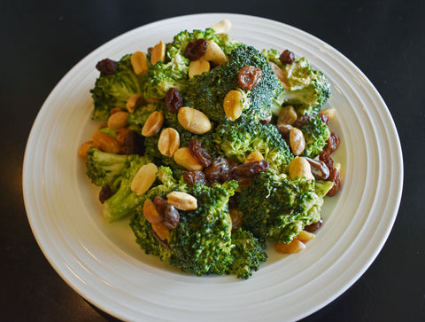 Broccoli Salad with Peanuts and Raisins