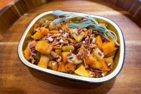 Roasted Butternut Squash with Pears and Pecans