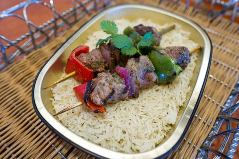 Beef Tenderloin Kabobs with Basmati Rice