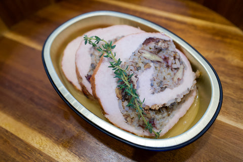 Stuffed Pork Loin With Wild Rice, Craisins and Walnuts