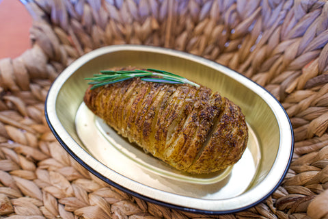 Hasselback Potatoes with Herbed Goat Cheese