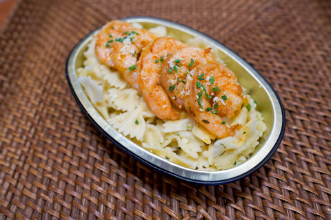 Blackened Shrimp over Herbed, Buttered Pasta