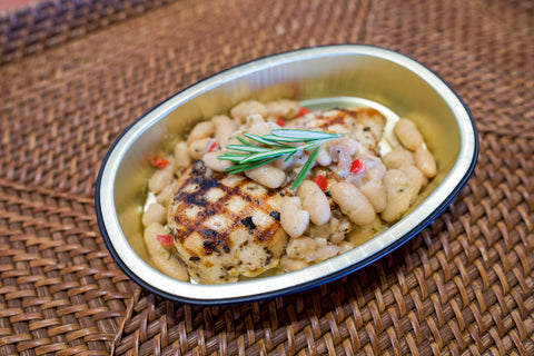 Grilled Chicken Breast with Rosemary/Garlic Cannellini Beans