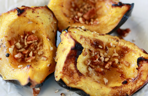 Acorn Squash with Cider and Pecans