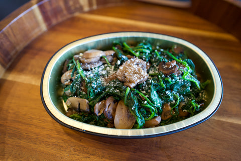 Sautéed Spinach with Sherry Mushrooms