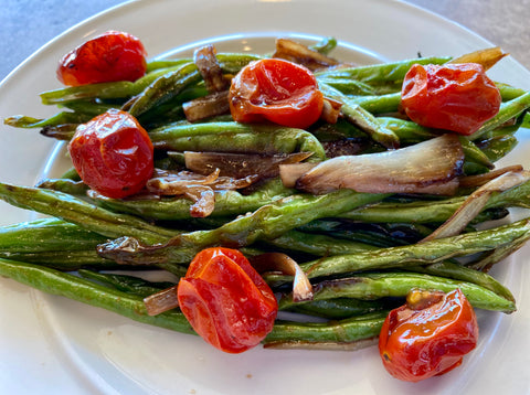 Garlic Green Beans with Blistered Grape Tomatoes