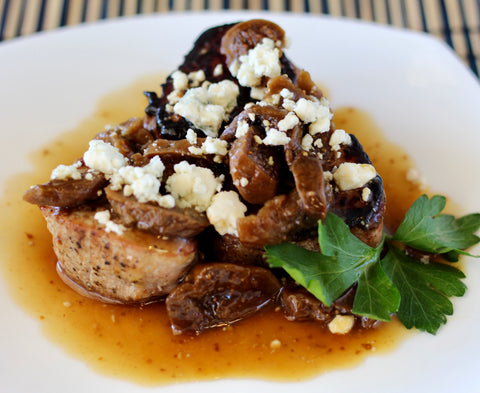 Pork Tenderloin Medallions with Bourbon-Soaked Fig Glaze and Gorgonzola Crumbles